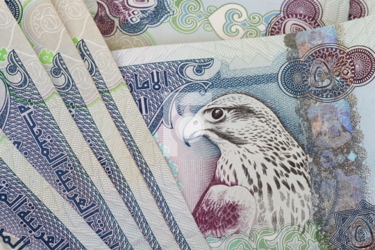 UAE currency - 500 dirhams closeup note