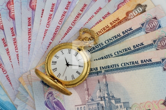 UAE Dirhams with Golden Antique Watch
