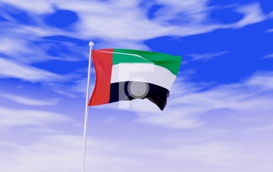UAE United Arab Emirates Flag during Daylight and beautiful sky 