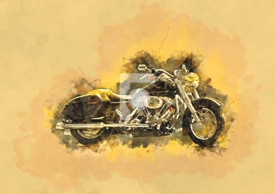 Water Color Painting - Motor Bike Stock Photo