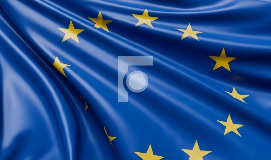 Waving Europe Flag Satin Fabric - 3D Illustration Render