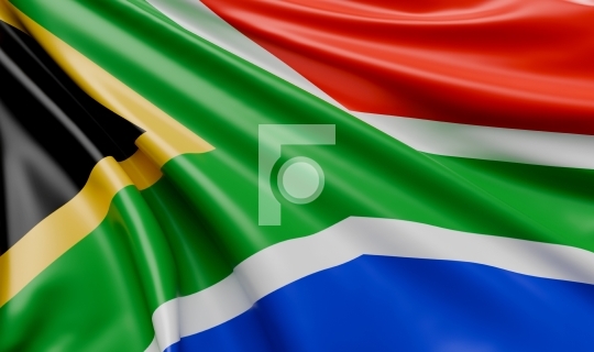 Waving South Africa Flag Satin Fabric - 3D Illustration Render