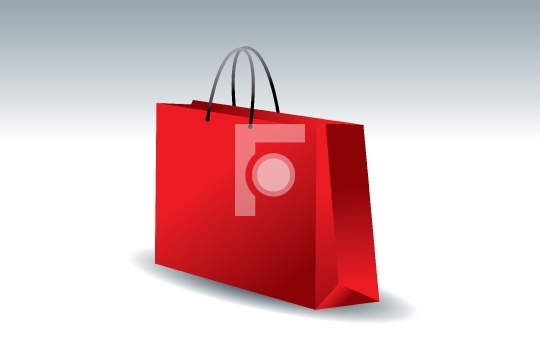 3D shopping bag in red color - vector illustration