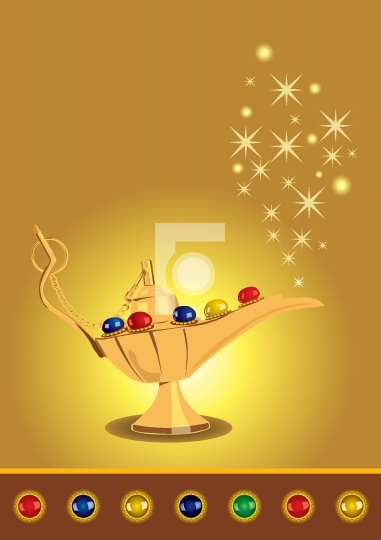 Aladdin_qt_s magic lamp with pearls - Vector Illustration