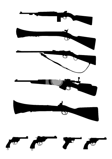 Antique Weapons Guns and Rifles Vector Illustration