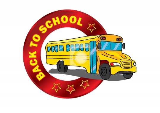 Back to school, school bus and text