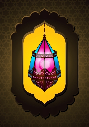 Beautiful Islamic Lamp in arch - Vector Illustration