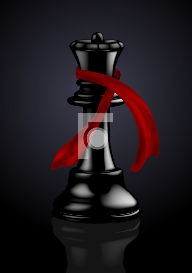 Black Chess Queen with a Fashion Scarf - Vector Illustration