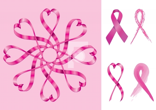 Breast Cancer Support Ribbons - Vector