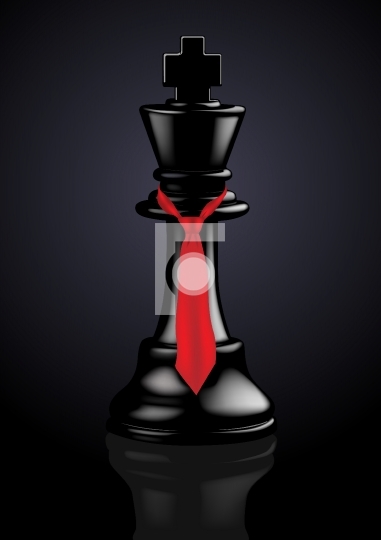Chess Black King with a tie - Vector Illustration