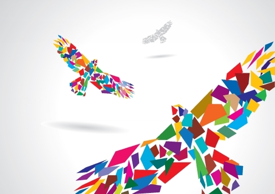Colorful abstract bird flying