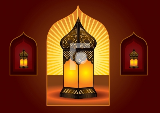 Colorful intricate arabic lantern for eid or ramadan celebration