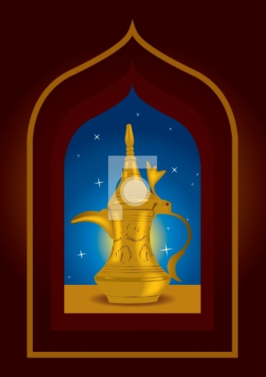 Dallah - the Traditional arabic coffee pot Vector Illustration