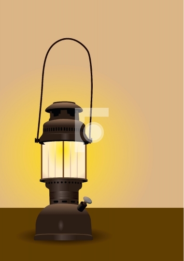 Detailed antique lantern with glow