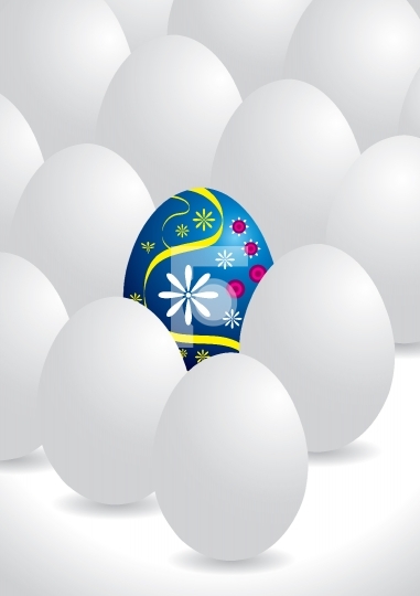 Easter egg - All white egg and one unique blue egg
