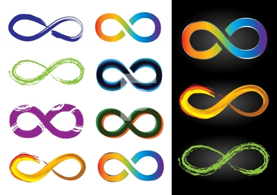 Eight Different Infinity Symbols - Vector Illustrations
