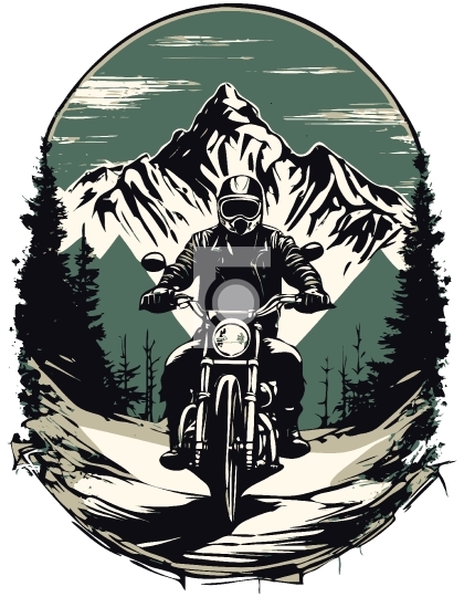 Free T-shirt Design Biker in Mountains Illustration - Vector For