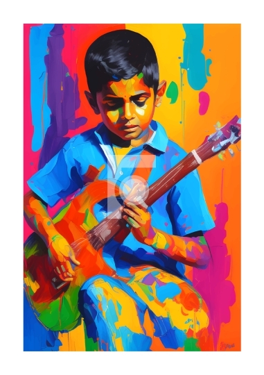 Free Vector Download Sketch of Indian Boy Playing Guitar - AI Ge