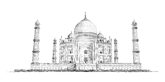 Hand Drawn Detailed Taj Mahal Vector Sketch Illustration