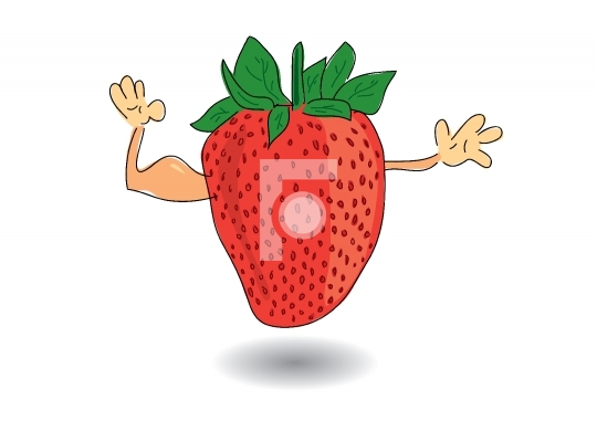 healthy strawberry showing biceps