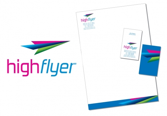 High Flyer logo with business cards and letterhead EPS8 Format