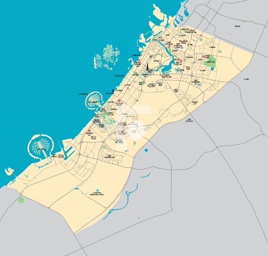 High Resolution Dubai Map Vector AI, EPS, PDF & JPG format - Latest 2016 Map