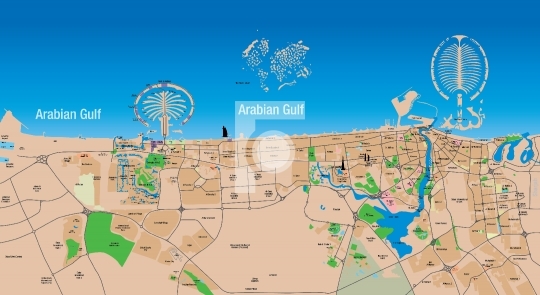 High Resolution Editable Dubai Map - Vector EPS, PDF & JPG