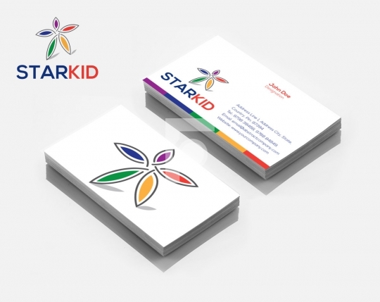 Kids Star Flower Colorful Logo Design & Business Card Template