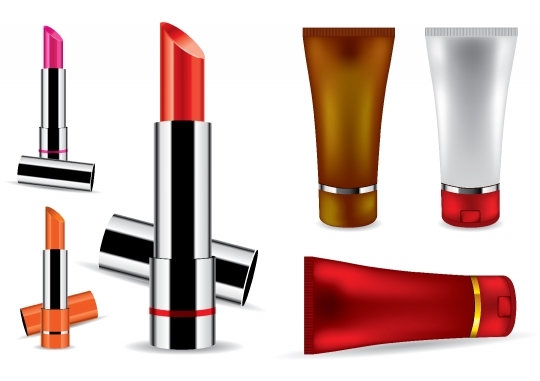 Lipstick and face cream - vector illustration