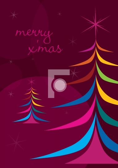 Merry Christmas Greeting Card with colorful tree