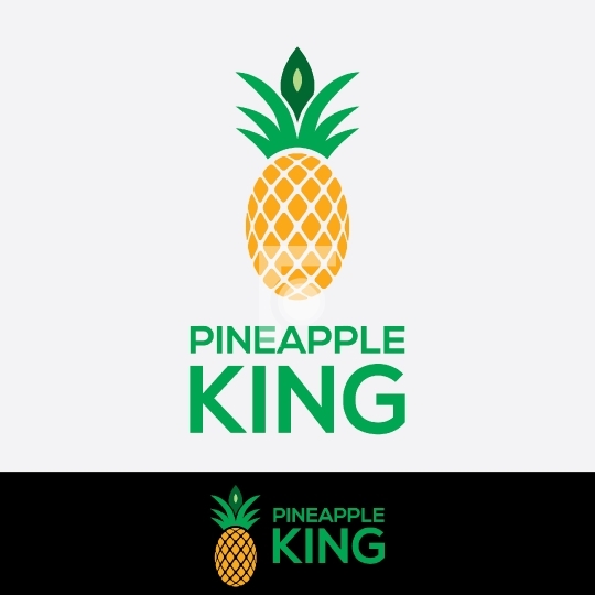 Pineapple King Fresh Fruit Logo Design Template