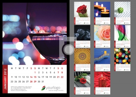 Print Ready Abstract Calendar Template - High Resolution Illustr