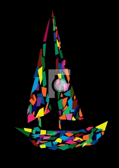 Sail boat abstract vector illustration