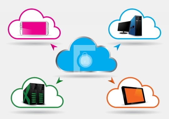 Secured Cloud Computing - Vector Illustration