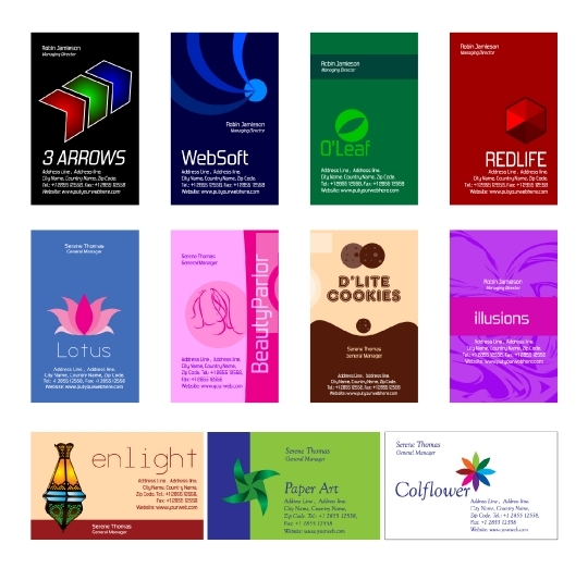 Set of 11 business card design templates - EPS Format