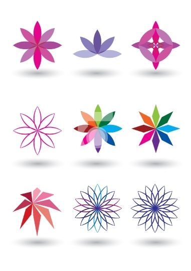 set of 9 lotus flower vector illustration