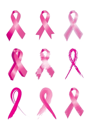 Set of 9 Pink breast cancer awareness ribbons