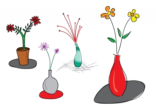 Set of flower vase illustration