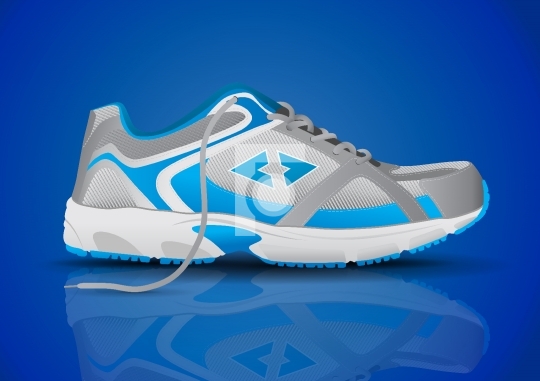 Stylish Blue Sneaker Sports Shoe Vector Illustration