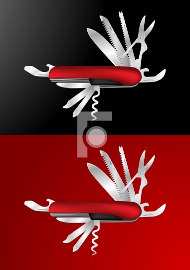 Swiss Army Knife Vector Illustration