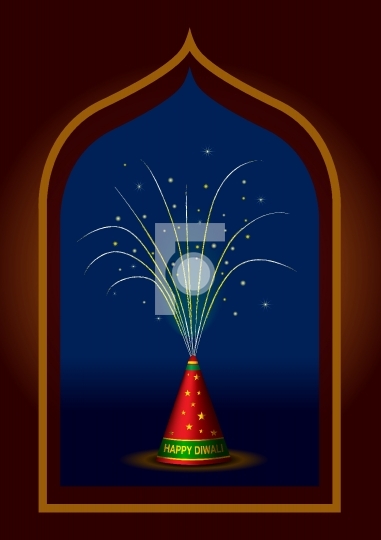 Traditional Indian Diwali fireworks vector illustration