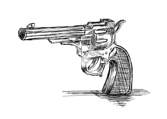 Vintage / Old Revolver Gun Vector Illustration