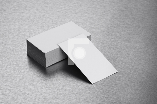 Blank Business Card Mockup on Brushed Steel Background - Business & Office  - Fotonium