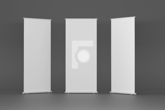 Blank Roll up or Standee Mockup on Grey  background - 3D Illustr