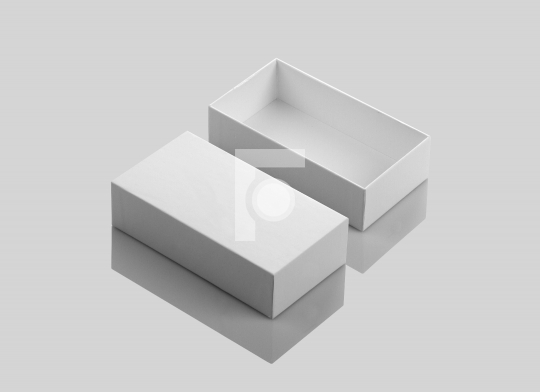 Blank White Open Product Box on Gray Background