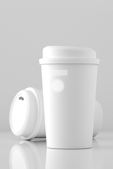 Blank White Plastic Glass Mockup with Lid - 3D Illustration Rend