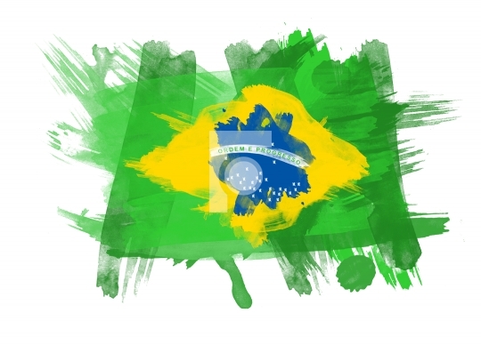 Brazil Flag in White Background - Abstract - Fotonium