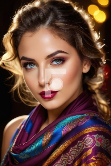 Free Download Beautiful Girl Wearing a Scarf - AI Generated Imag