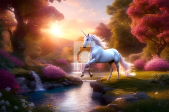 Free Download Illustration of Unicorn in a Beautiful Landscape - AI Generated