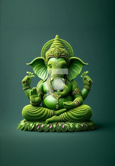 Free Green Ganesh Chaturthi Sustainable Leaves - AI Generated Image